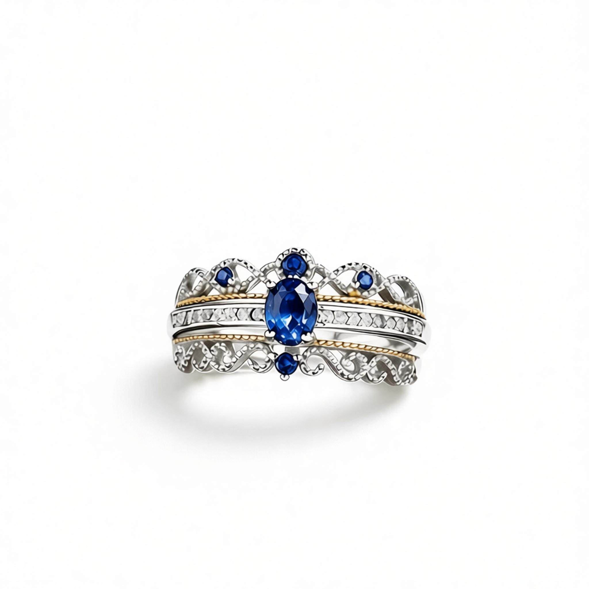 Natural sapphire rings stacked