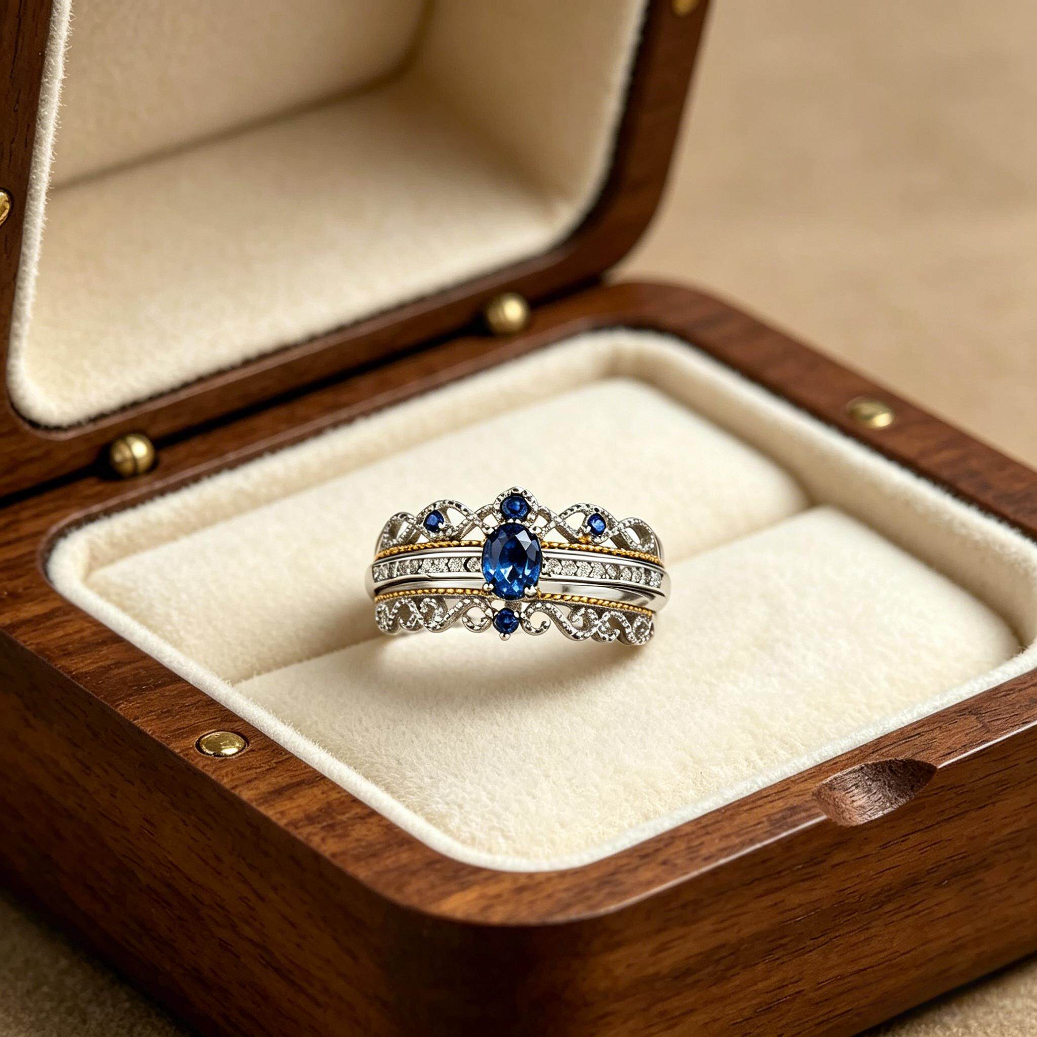 Natural sapphire rings stacked