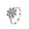 Moissanite Diamond Ring S925 Silver Women's Wedding Ring Sunflower
