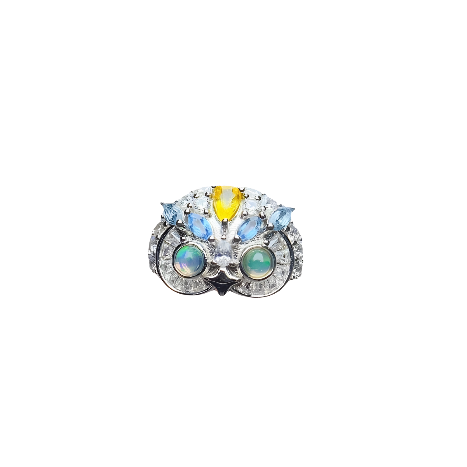 Natural Opal Owl Ring