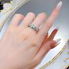 S925 sterling silver ring full of diamonds mint green Paraiba