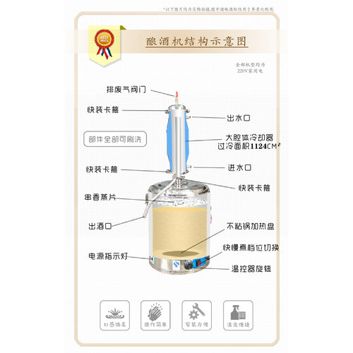 家用小型304不锈钢蒸馏酿酒设备不焦锅蒸酒烧白酒纯露自动酿酒机 - 图1