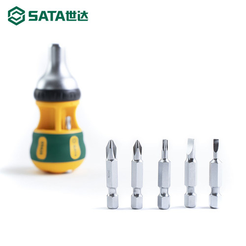 世达7合1棘轮螺丝刀一字十字工业级可换批头快速起子短萝卜头改锥 - 图2
