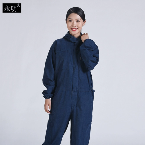 Хлопковый комбинезон для работы, дышащая износостойкая краска с капюшоном, защита от ожогов