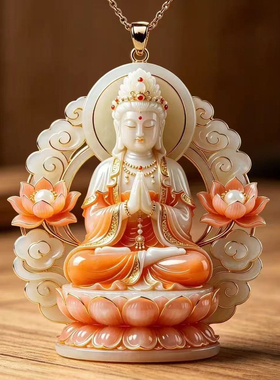新款国风莲花观自在合金吊坠