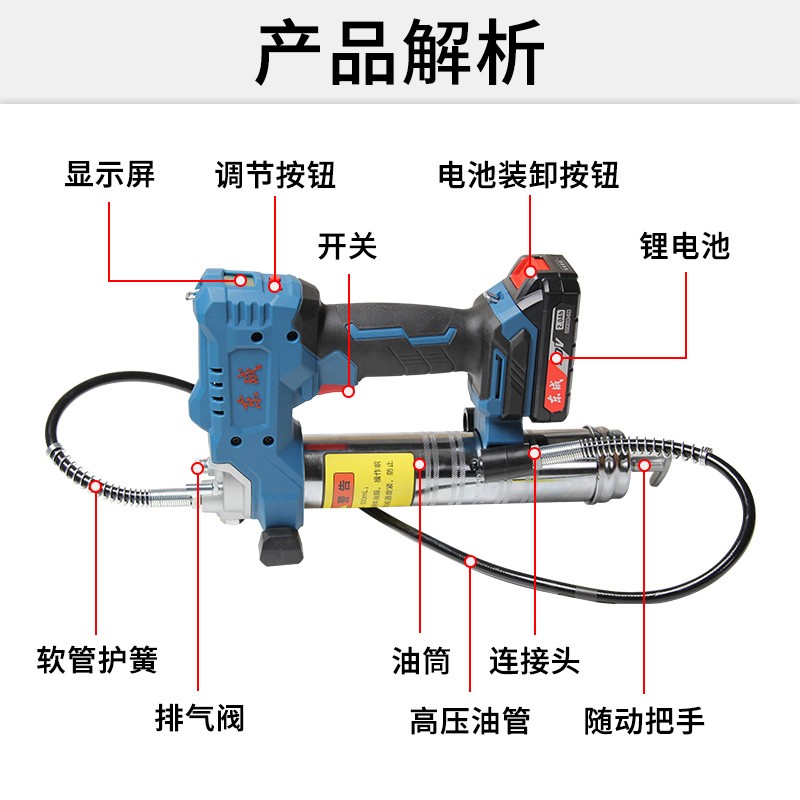 东成DCGG500电动黄油枪全自动充电式锂电挖掘机专用高压打油枪-图0