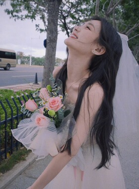 结婚订婚头纱拍照道具