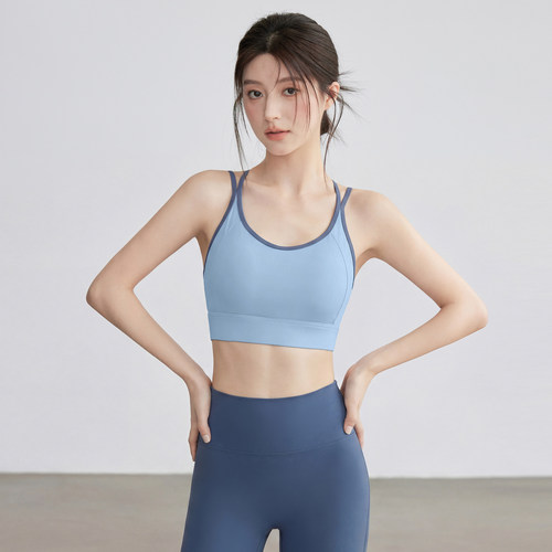 VOJ运动内衣女瑜伽服文胸运动上衣修身显瘦美背交叉普拉提健身衣 - 图0