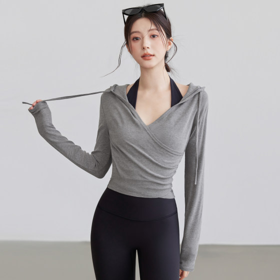 VOJ hooded yoga wear autumn slim fit sports fitness