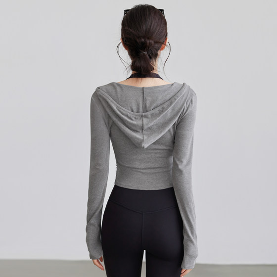VOJ hooded yoga wear autumn slim fit sports fitness
