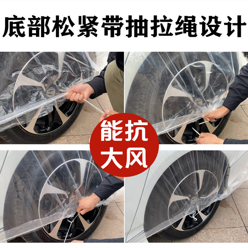 汽车一次性车衣防风防雪挡雨防尘塑料透明车罩套通用简易喷漆防护-图1