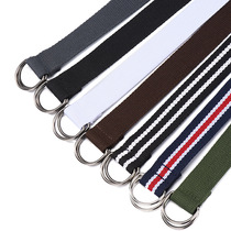 Double Ring Buckle Canvas Belt Mens Leisure Belt Mens Wave Young Man Han Edition 100 Hitch Student Jeans with ins