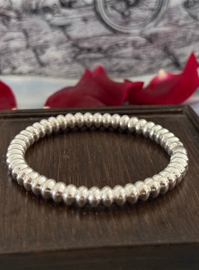 珠珠银手镯女年轻款足银999银镯子开口实心叠戴闺蜜镯手工定制