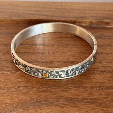 千凤银足银999银杏叶纯银手镯