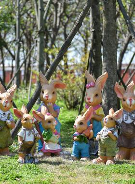户外庭院兔子摆件小区花园幼儿园可爱动物装饰品草坪阳台美陈雕塑