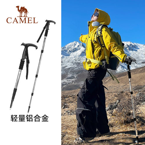 【神仗】骆驼户外登山杖徒步装备拐杖碳素纤维超轻伸缩棍爬山手杖 - 图1