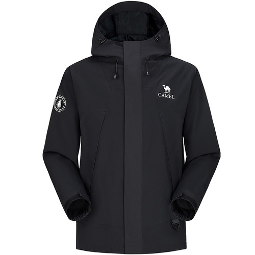 骆驼蛟龙三合一冲锋衣男女款可拆卸黑色外套男秋冬暴雨级登山服男 - 图3