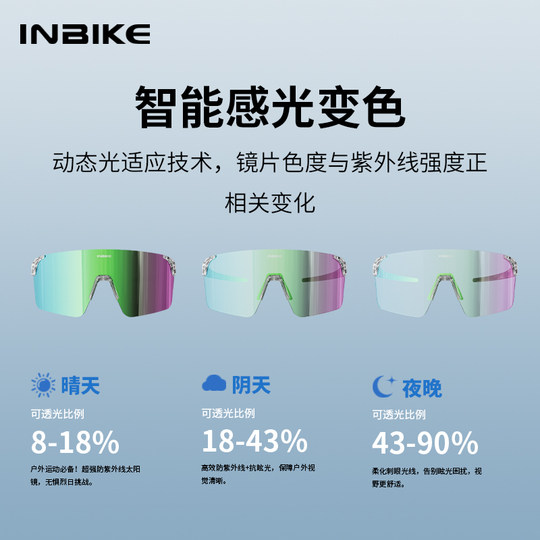 INBIKE lunettes de cyclisme, anti-buée, changement de couleur, myopie sans cadre sports de plein air course lunettes de cyclisme