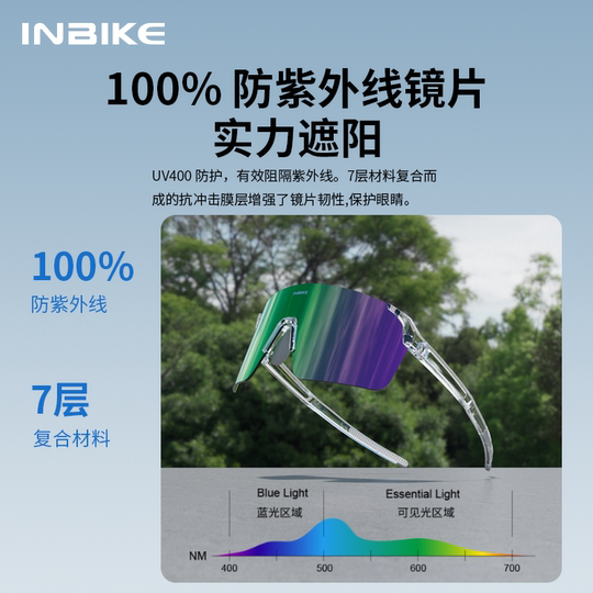 INBIKE lunettes de cyclisme, anti-buée, changement de couleur, myopie sans cadre sports de plein air course lunettes de cyclisme