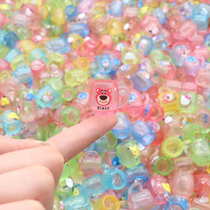 ins夜光迷你卡通三丽鸥杯子叠叠乐奇趣仿真微缩奶油胶diy配件批发 - 图2