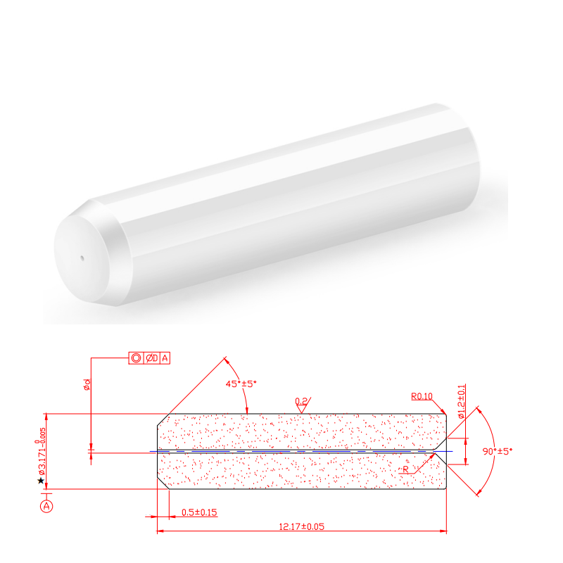 SMA905陶瓷插芯外径3.17mm光纤连接器插头 内孔可选126/128/140/200/230/450u等 & SMA陶瓷套筒 - 图2