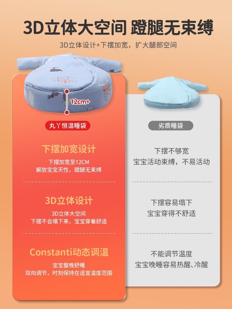 秋冬新生恒温宝宝春秋款纯防踢被 丸丫睡袋/防踢被