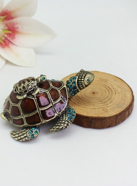 金属工艺品景区旅游纪念品珐琅彩子母龟创意装饰桌面摆件送长辈