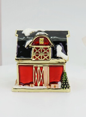 圣诞系列出口日韩珐琅彩合金工艺品圣诞夜光雪屋创意装饰家居摆件