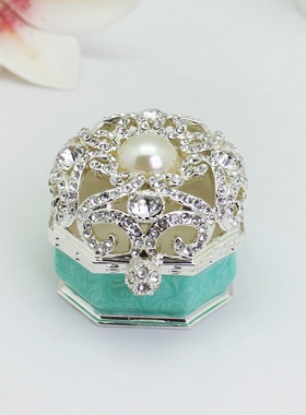 外贸镂空镶钻八角盒情人节礼物求婚戒指盒耳环收纳盒送海绵托