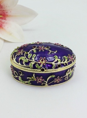 情人节礼物珐琅彩小饰品收纳盒椭圆珠宝首饰盒创意耳环戒指收纳盒