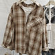 Korean lazy loose retro plaid long-sleeved shirt for women 2025 spring new sunscreen shirt for women casual thin jacket