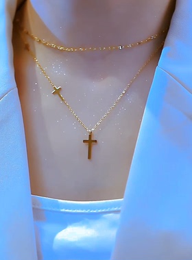项链钛钢十字架项链脖子颈链