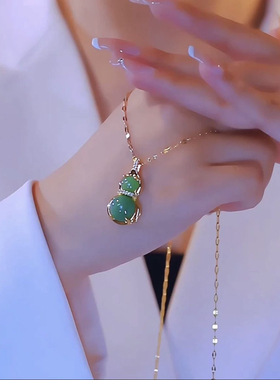 项链钛钢盒子链女八宝葫芦锁骨链