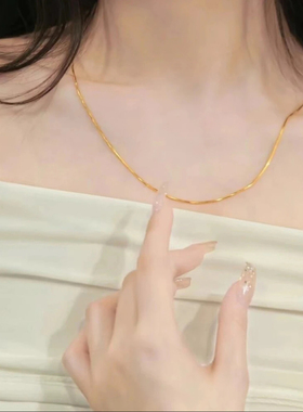 M扣蛇骨链2024新款项链女简约蛇骨链细颈链短款蛇骨链可当手链使