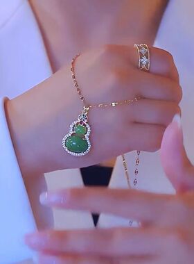 喜庆红色猫猫石葫芦项链锁骨链