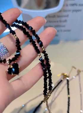 水晶串珠女项链爱心复古轻奢