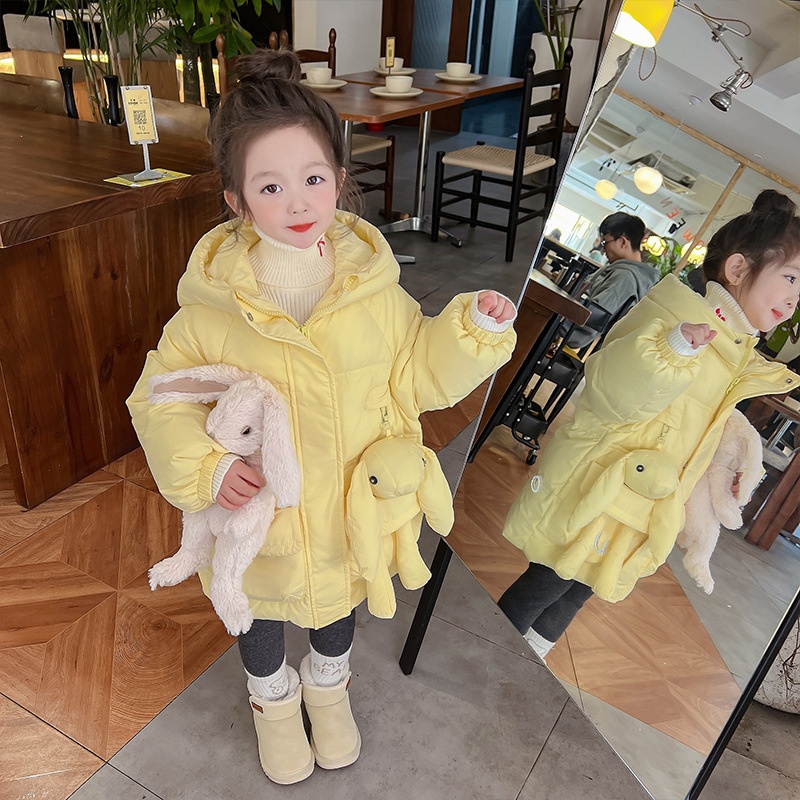 2025新款女童羽绒服冬季洋气宝宝冬装保暖衣儿童中长款羽绒棉 - 图1