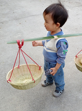 儿童户外玩具竹箩筐扁担