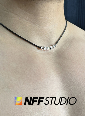 钛钢吊坠锁骨链男蜡皮绳