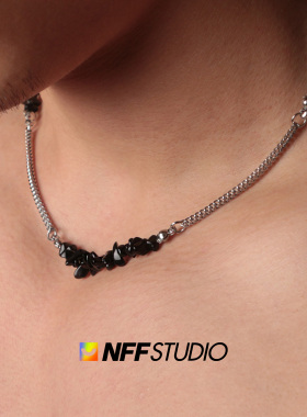 ins风碎石拼接设计感串珠不锈钢