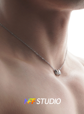 NFF钛钢小众设计圆环锁骨链