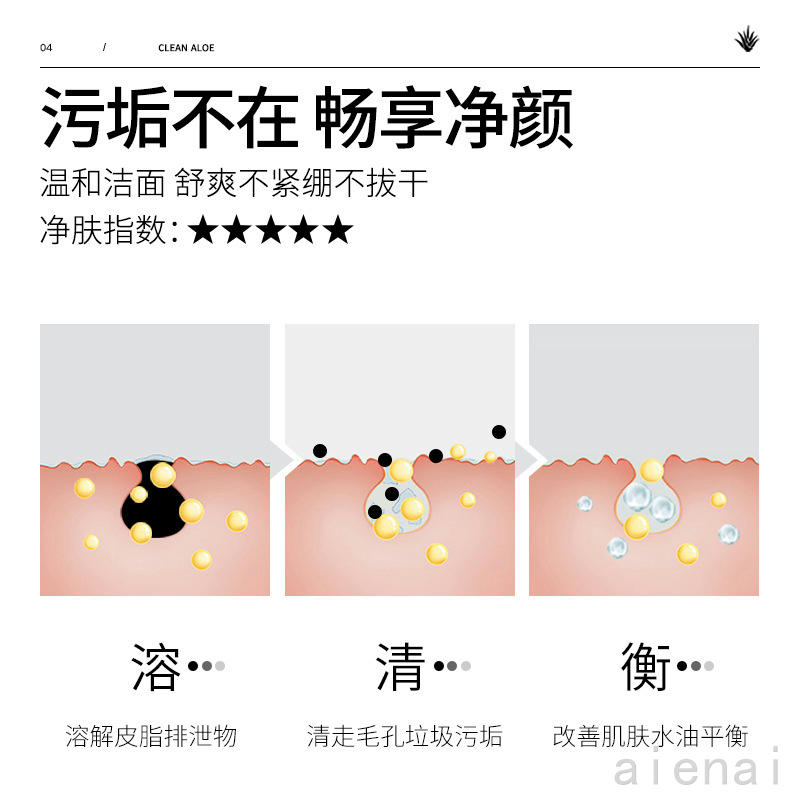 屈臣氏芦荟胶氨基酸洗面奶官方旗舰店正品完美控油q痘补水洁面乳