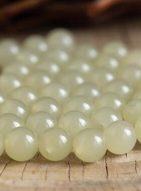 天然晴水绿和田玉玉髓散珠