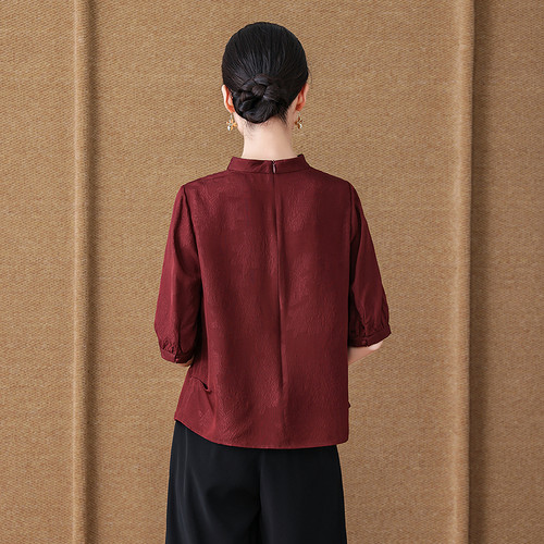 齐黛品牌真丝桑蚕丝女轻奢高级感上衣2025新款立领气质优雅衬衫 - 图0