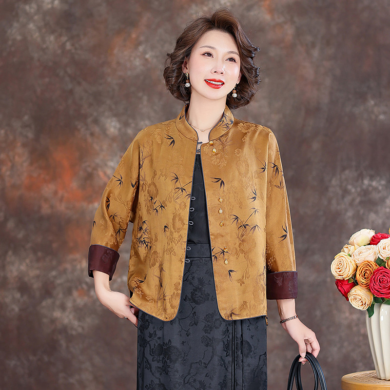 齐黛国际大牌正品香云纱上衣女2025春夏新款气质真丝妈妈衬衫外套