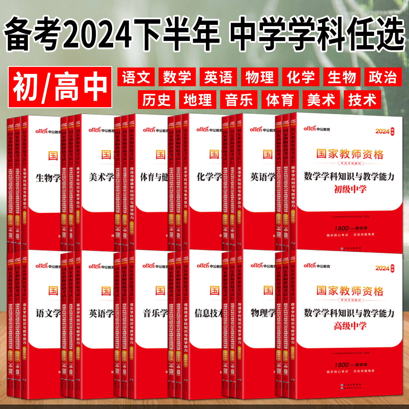 中公2024版教师证资格证教材中学真题 教资考试资料中学初中高中语文数学英语思想政治地理历史音乐体育美术化学物理生物技术中职 - 图1