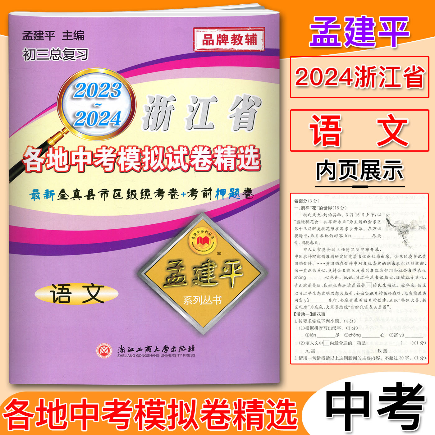 2024孟建平浙江省各地中考模拟试卷精选语文 初三总复习资料真题模拟测试卷 2023-2024县市区级统考卷初中生中考辅导测试资料语文 - 图0