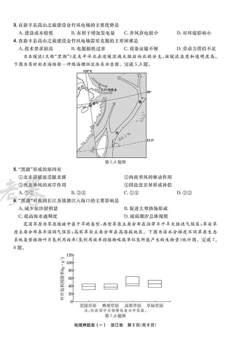 金考卷2024浙江高考押题卷天星浙江省高考最后一卷押题卷地理 金考卷高考冲刺试卷必刷题必刷卷押题密卷模拟卷猜题卷选考预测新卷 - 图2