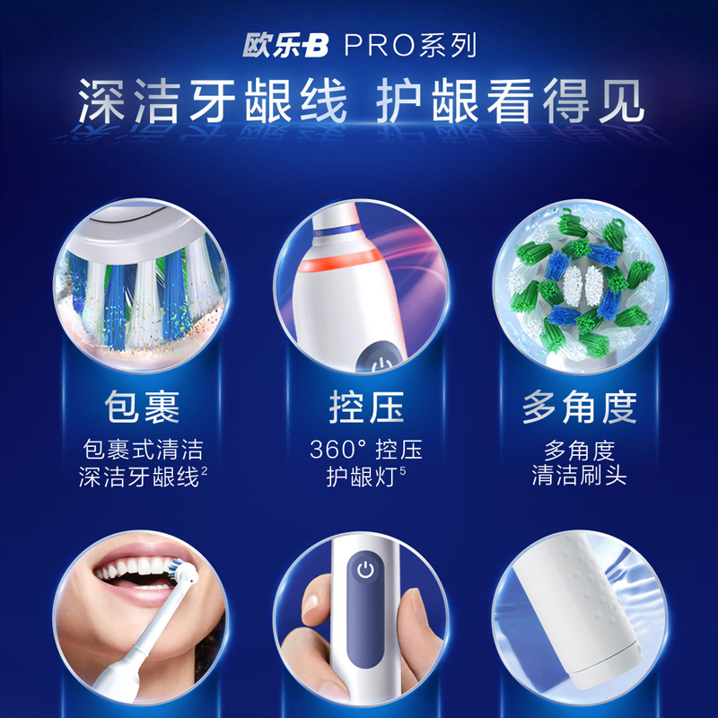 OralB/欧乐B电动牙刷Pro2深洁柔护小白刷成人充电式旋转自动牙刷 - 图2