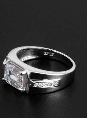 纯银戒指轻奢莫桑石时尚